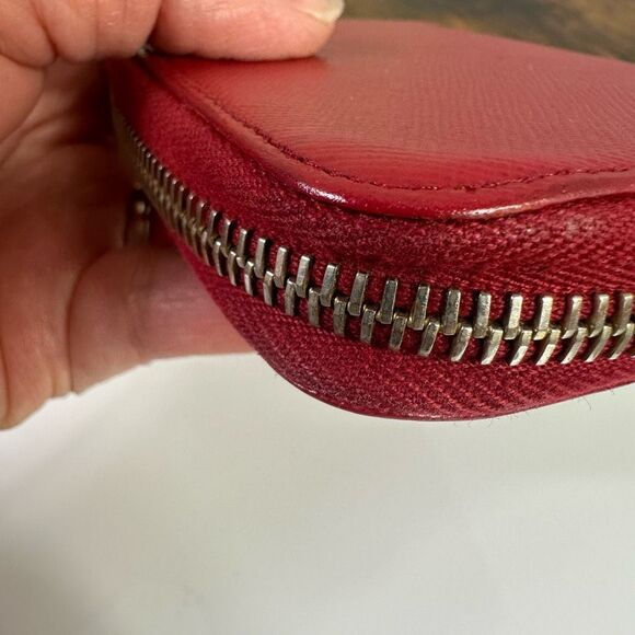 Prada Saffiano Leather Zip Around Coin Purse Wallet Red - Picture 6 of 16